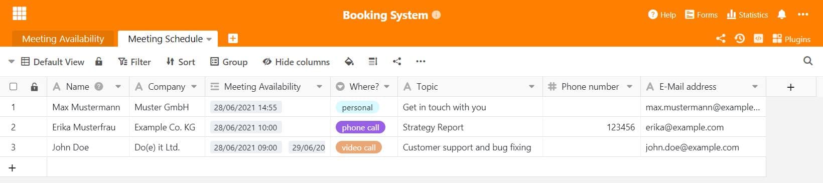 This table is particularly relevant for your booking system, as the booking system is designed with these columns