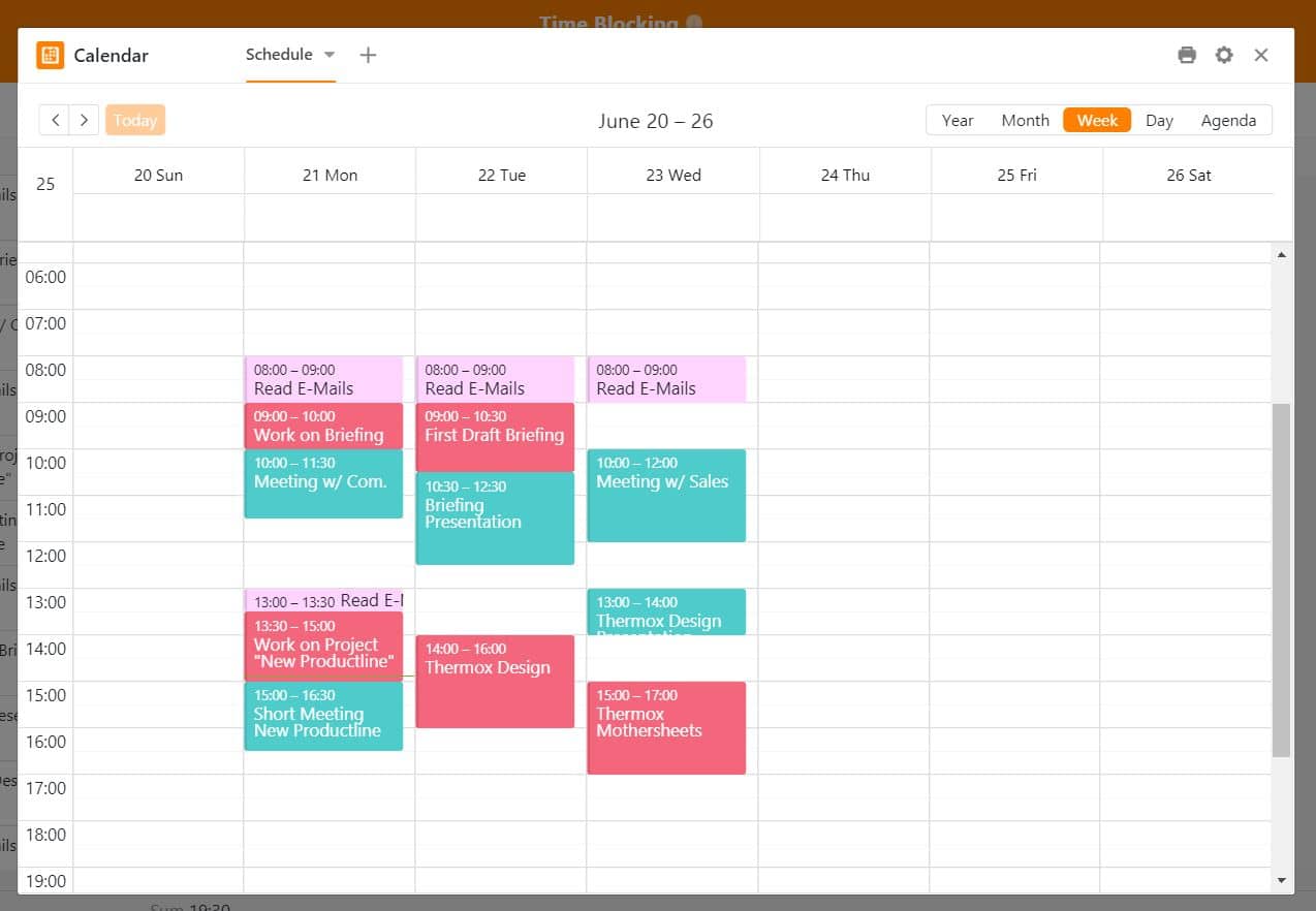 Create a detailed weekly overview with the Calender Plugin